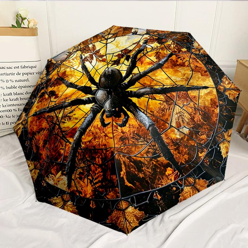 Autumn Spider Web Design 8-Frame for Travel, camping, Casual Lightweight Portable Umbrella, Essential for every family Holidays Birthday Gift