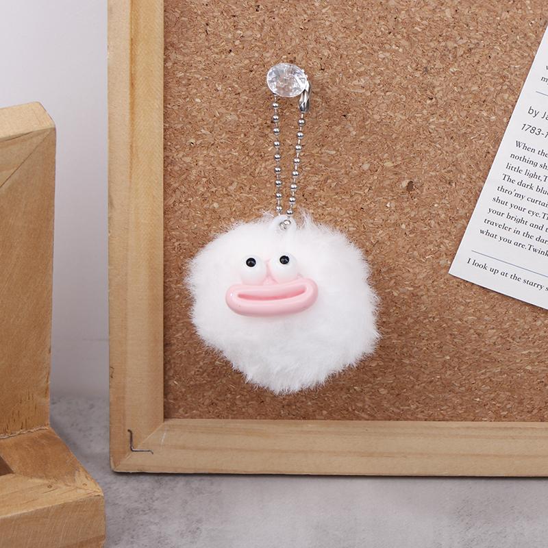 Niedlicher Cartoon-Wurstmund, Haarball, Schlüsselanhänger, Plüsch, lustiger Mini-Großmund, Puppenanhänger, Schlüsselanhänger, Rucksack, Tasche, Autoanhänger