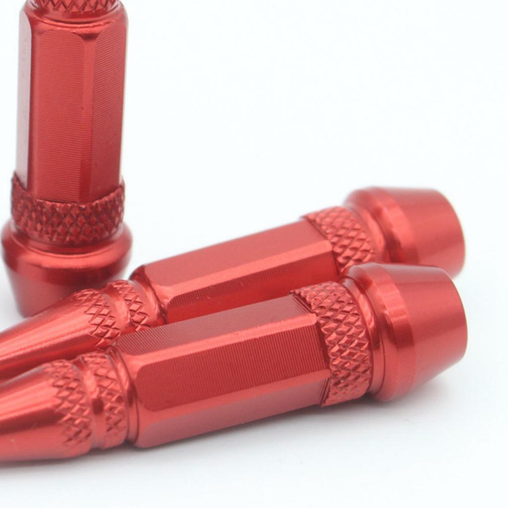 4 Stück 60mm Reifenventilkappen Edelstahl Spitze Rad Reifenventil Schaftabdeckung für Auto Motorräder Fahrräder Rot