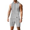 Mens Sleeveless Hoodie Shorts Set Casual 2 Piece Outfit