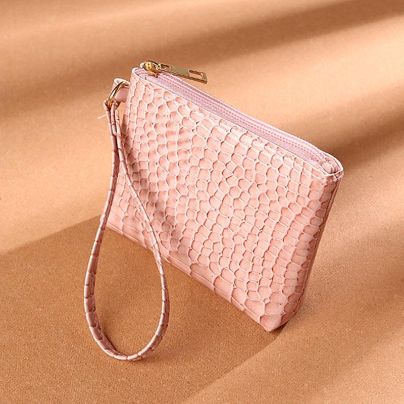 Mini Women'S Wallet Crocodile Print Short Zipper Wrist Small Coin Bag Fashion Retro Pu Leather Ladies Card Holder Coin Purses
