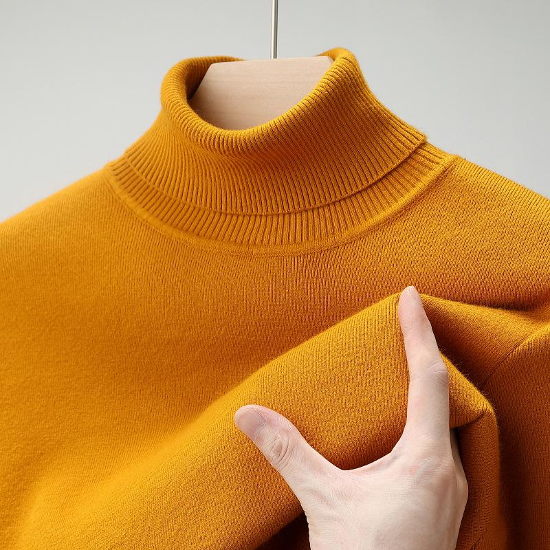 Herren Wollpullover mit hohem Kragen - Lässig, Unifarben, Strickware für Herbst/Winter