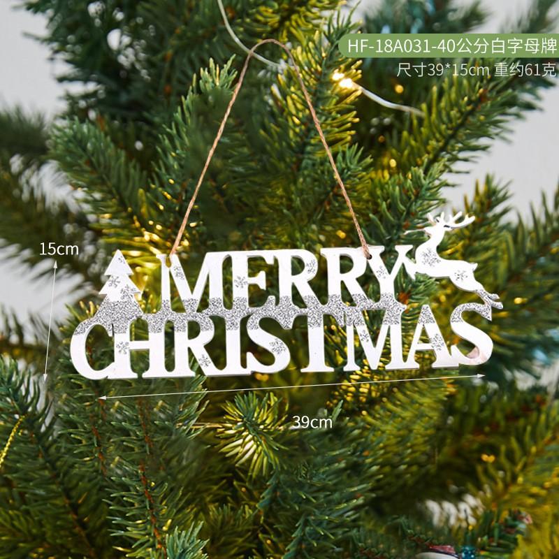 Wooden Christmas Decorations Set With English Letter Signs Tree Ornaments Snowman Reindeer Figurines Hotel Mall Window
