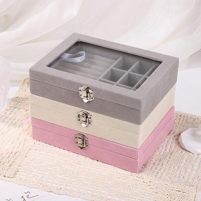 Samt Tragekoffer mit Deckel Schmuck Ring Präsentationsbox Tablett Halter Aufbewahrungsbox Ohrringe Ring Armband Organizer