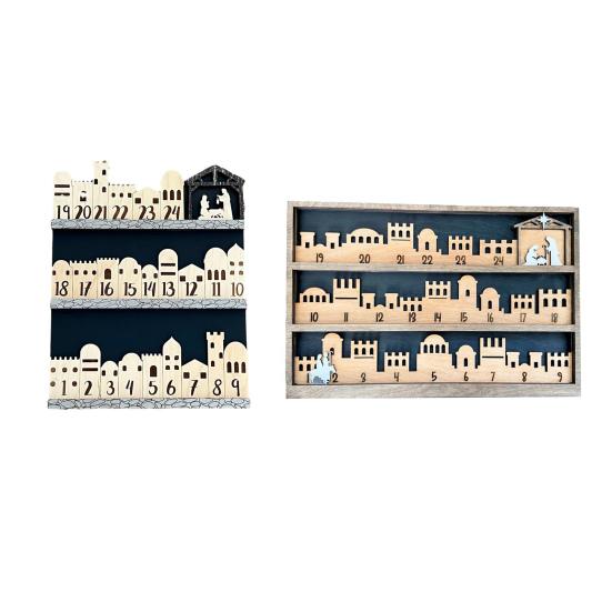 10" Christmas Nativity Advent Countdown Calendar Centered Day Until Xmas Wooden