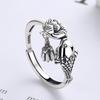 Lucky Koi Silver Adjustable Ring - Women's 925 Sterling Retro Ethnic Style with Lotus Pod and Fish Design for Abundance