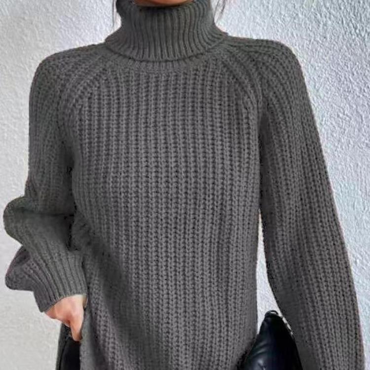 Women's Knitted Shirt High Collar Long Sleeve Soft and Comfortable Medium Long Shoulder Insert Stylish Wear Autumn Winter New