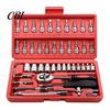 Automotive Repair Tools Professional Socket Wrench Set, Cr-V Steel Alloy Ratchet/Hex Multi-Bit Tool Portable Box Kit with Storage Case for Home