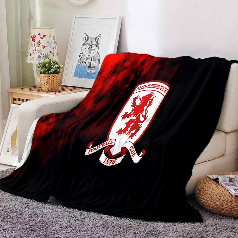 Football Club Middlesbrough Flannel Blanket, Soft Polyester, Modern Design, All-Season for Camping, Travel, Gifts for Holidays or Birthdays