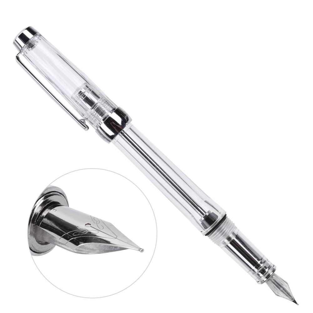 Large Capacity Fountain Pen Transparent Business Writing Pen Office School Supplies 0.5mm Nib
