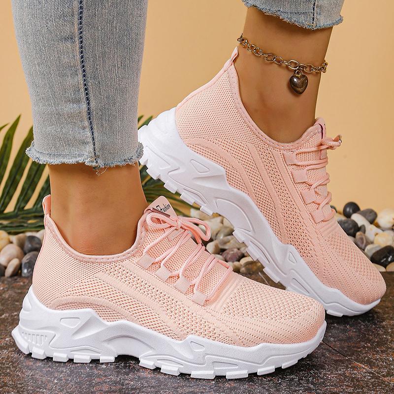 Fashion Fashion Knitted White Sneakers for Women Summer Mesh Breathable Platform Sports Shoes Woman Thick Bottom Non Slip Running Shoes