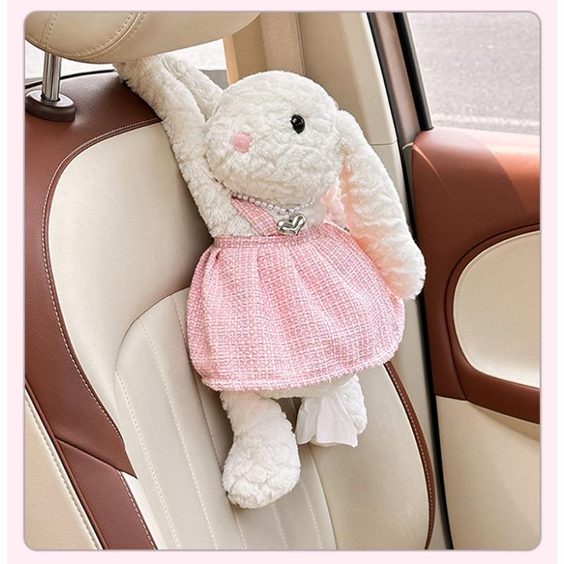Cute Cartoon Hanging Plush Car Tissue Box Holder For Home Use