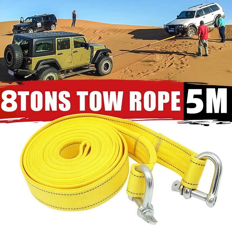 5m Tow Rope Strap With Hook Bar Off Road Car Wash Maintenance Loop Hook Car Trailer Towbar Machine Shackle Cargo Tie-Down Belt