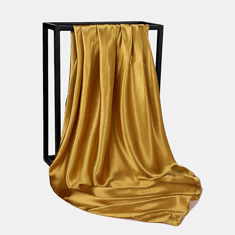 High Quality Plain Solid Color Square Silk Head Scarf Custom Logo 90*90cm Silk Square Scarves Hijab Scarf Luxury Women