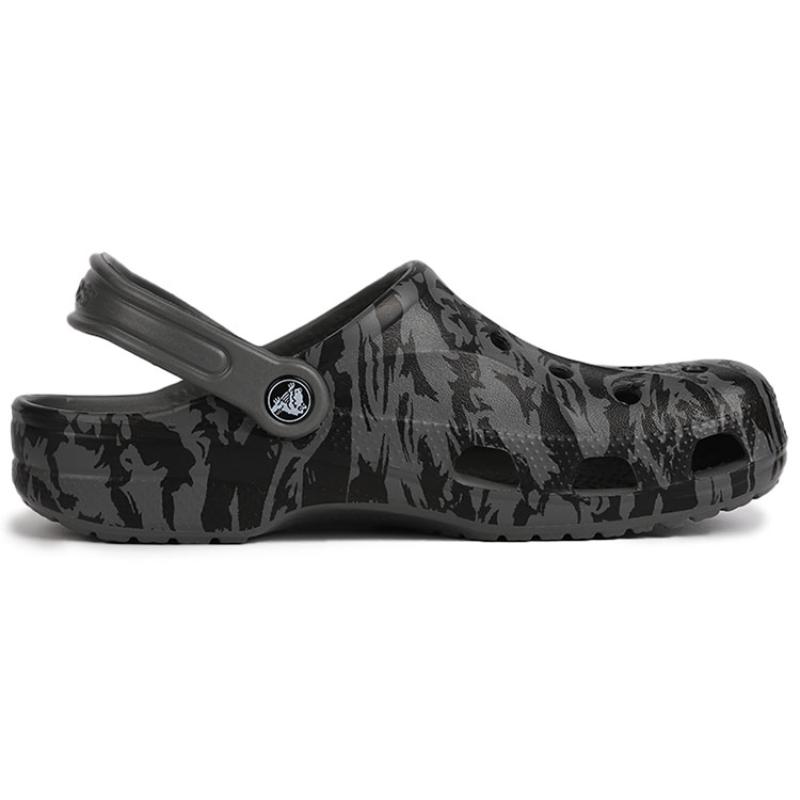 Crocs Classic Clog Lightweight, Comfortable, and Soft Beach Black Sandals Unisex 'Gray White'