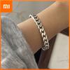 100% Solid 925 Sterling Silver Retro Bracelet for Women Geometric Retro Chain Handmade Sparkling Simple Bracelet Birthday Gift