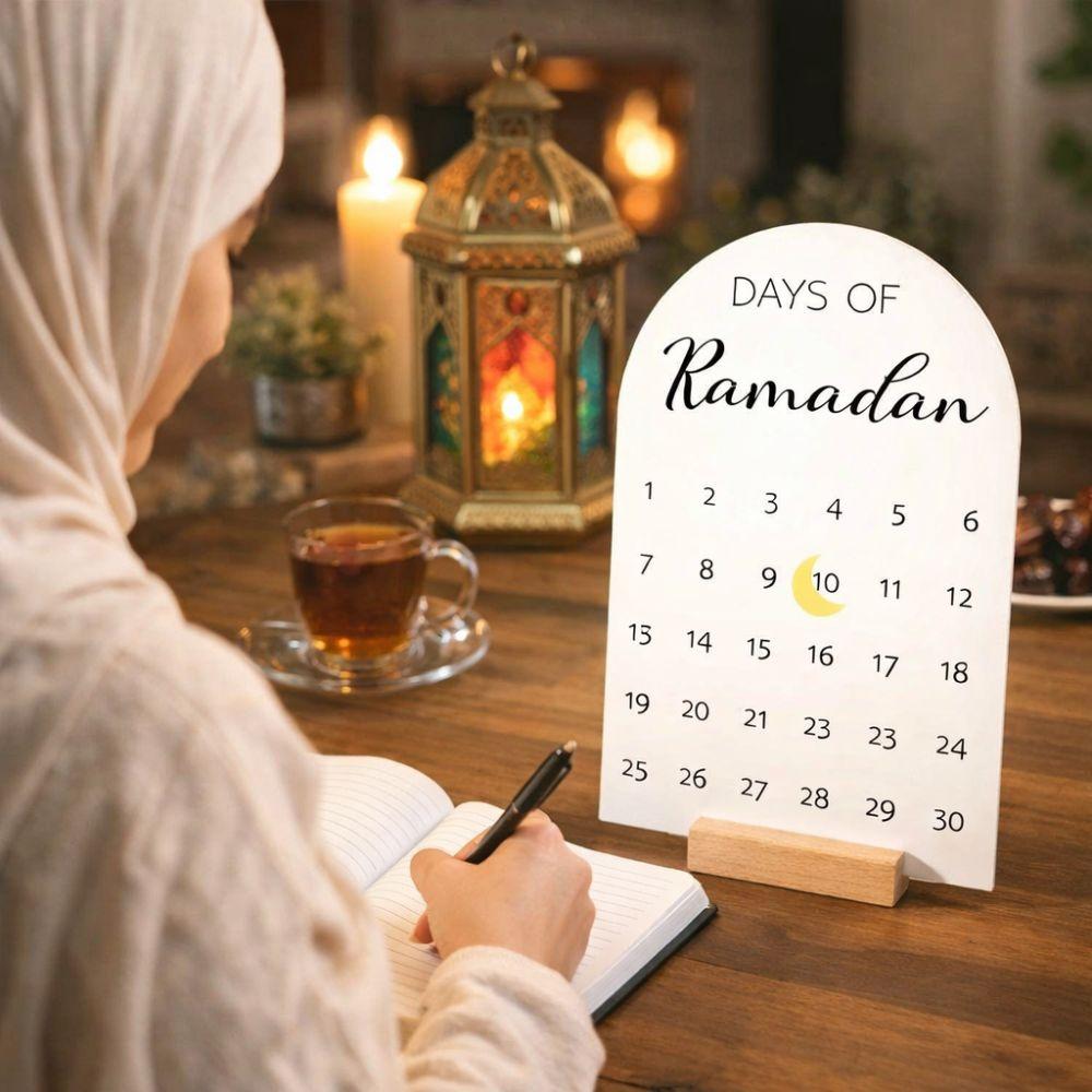 Acrylic Countdown Calendar White Mirror Ramadan Table Ornament  Home Table Decor