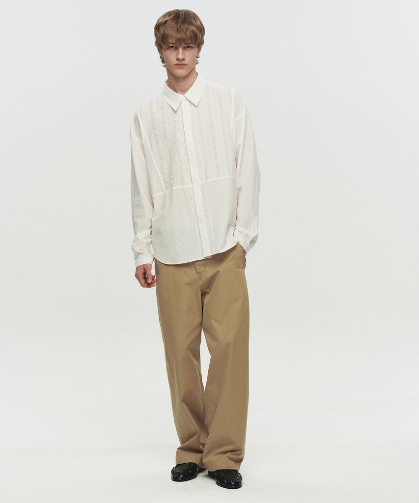 Hoite Curve Line Wide Pants (Beige)