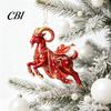 Christmas Tree Hanging Ornaments Galloping Goat Ornament, 2D Flat Acrylic Pendant, New Year Holiday Celebration Trinkets Decoration for Tree, Mantel,