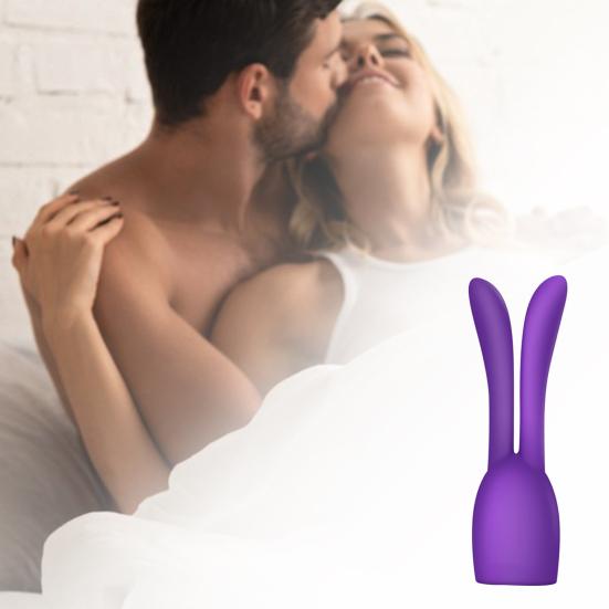 Sleeve Cover Vibrator Massager Rabbit Ear Design Silicone G Spot Vibration Hat for Couple