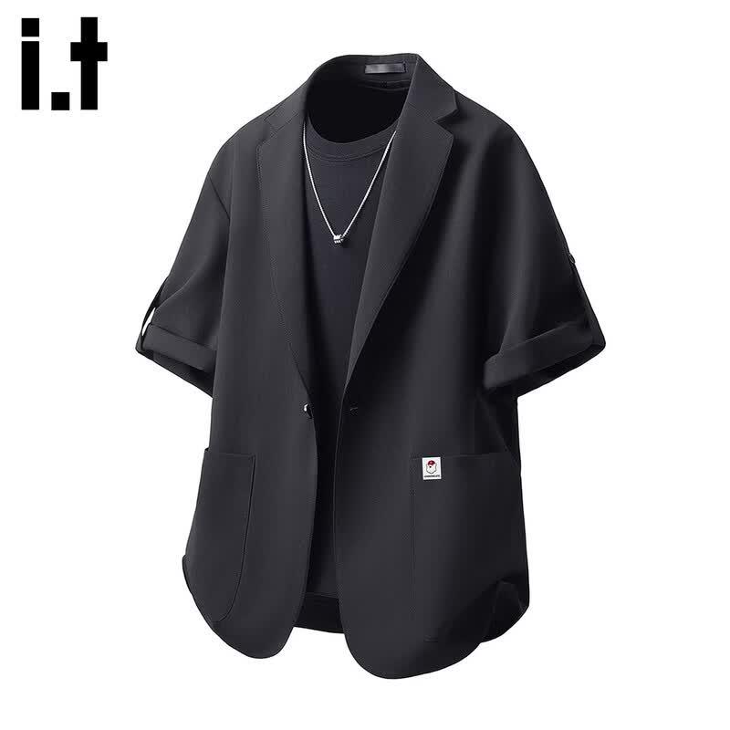Men s Ice Silk Short Sleeve Casual Blazer L