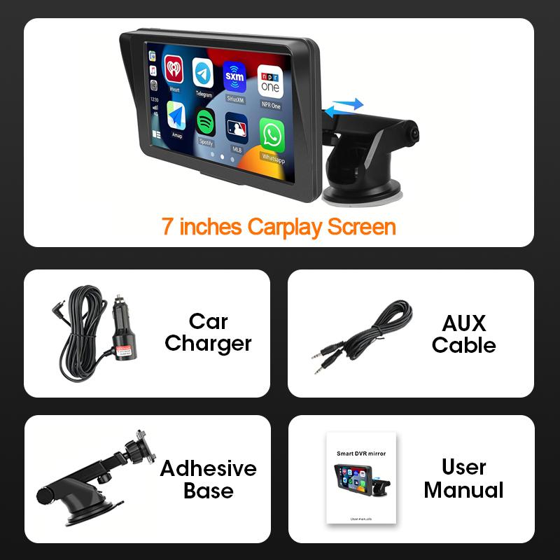 

7 Inch Car Multimedia Player Wireless CarPlay Android Auto Supports Rear view Camera Mirror Link Navigation AUX Car Display