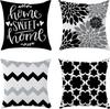 Farmhouse Pillow Covers Of 4 Gray Double-Sided Printed Throw Pillow Covers - Super Soft Short Plush Pillow Case For Couch