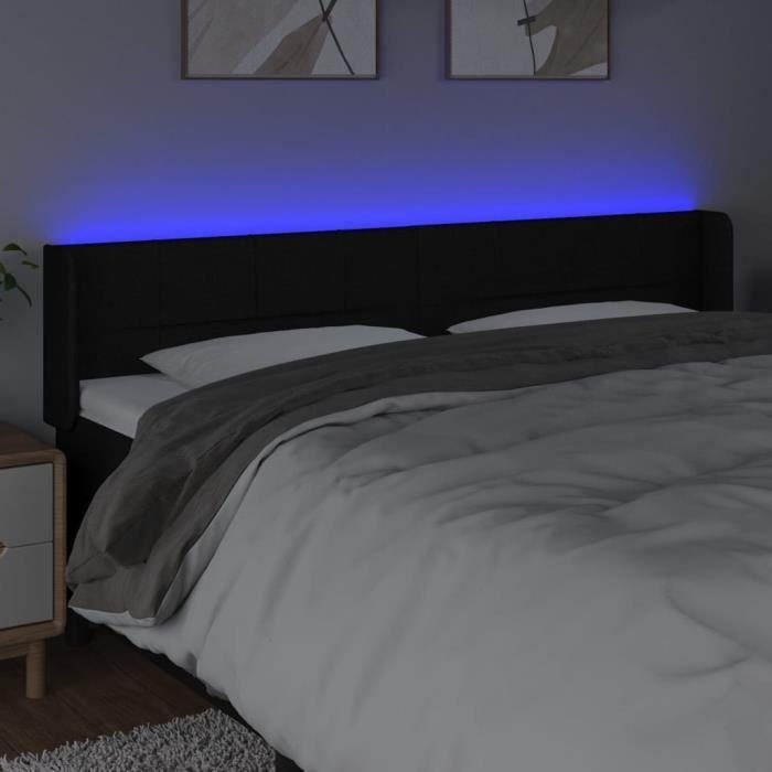 3123244 vidaXL LED Headboard Black 163x16x78-88 Cm Fabric