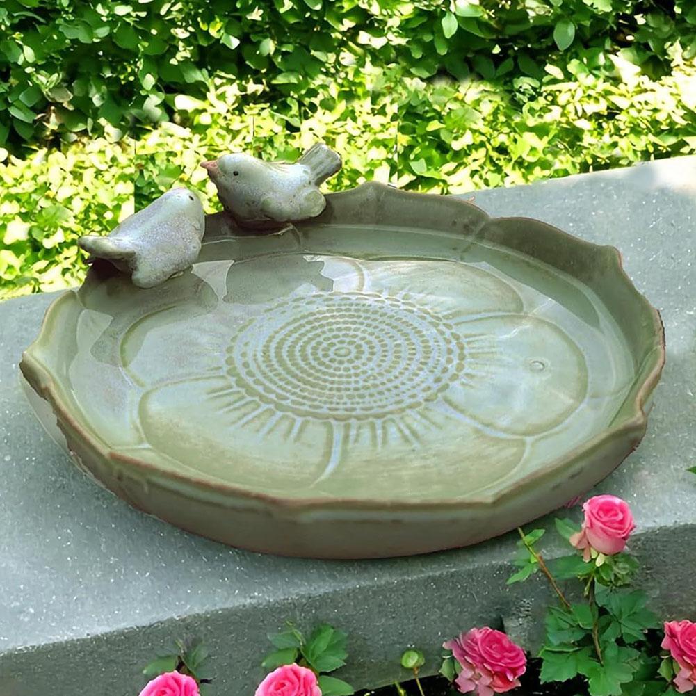 

Керамическая купальня для птиц Кормушка для птиц Многофункциональный контейнер для корма для птиц Поилка для колибри для балкона Патио Газона China Mainland