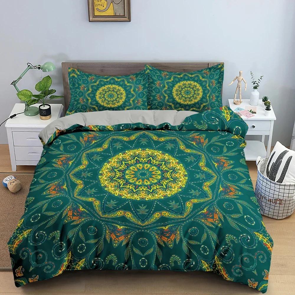 Ethnic Mandala Flower Bohemian Style Bedding Set Single Twin Double Queen King Cal King Size Bed Linen Set