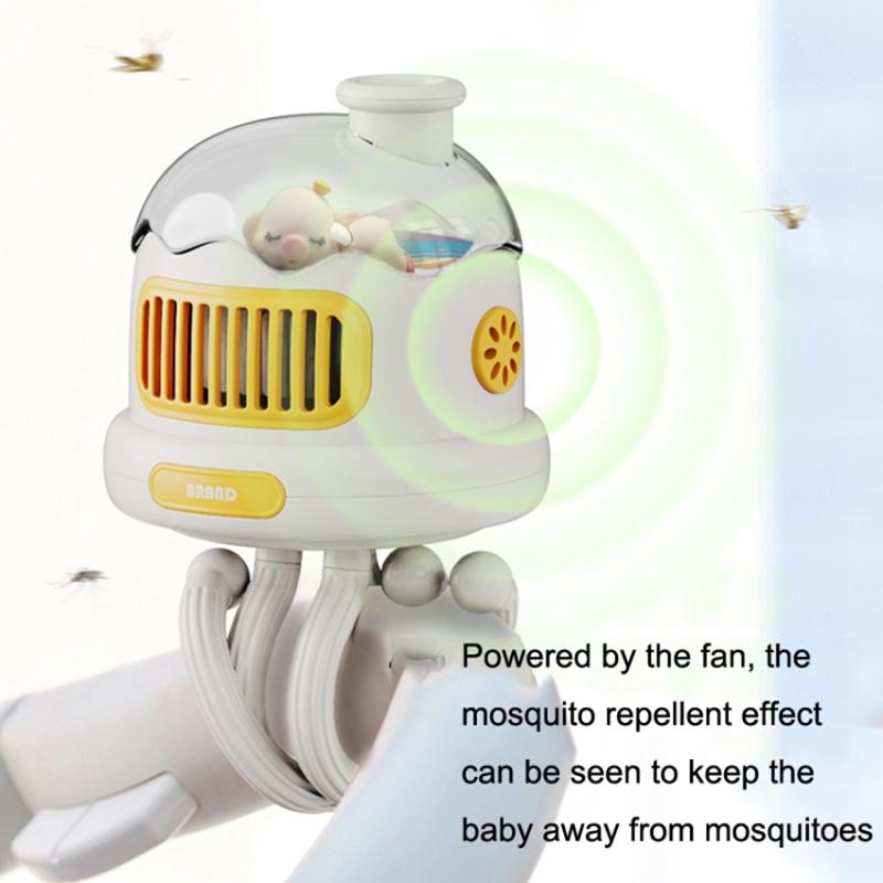 

Stroller Cooling Fan Flexible Tripod Clip-on Silent Fan Handheld Personal Fan for Dormitory (No Shaking) White
