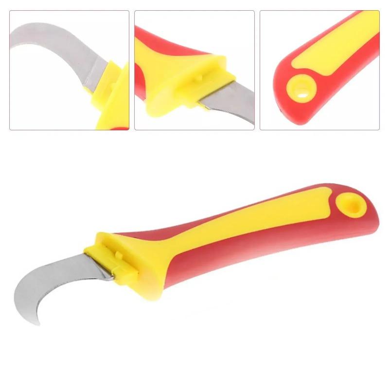 Rubber and Plastic Handle Multi-functional Electricians Knife Cable Stripper Wire Cutter Cable Cutting Tool Fruit Peeler Tool