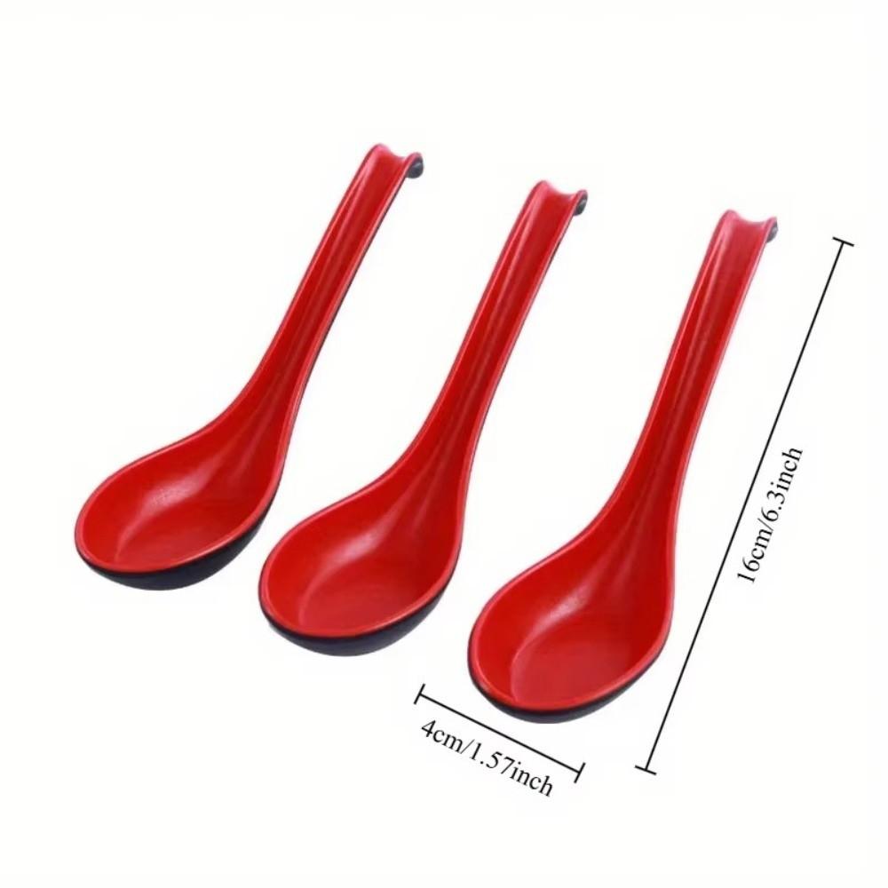 1/5/10pcs Drop-resistant Soup Spoon Bicolor Rice Spoons Japanese Style Long Handle Spoon Bar