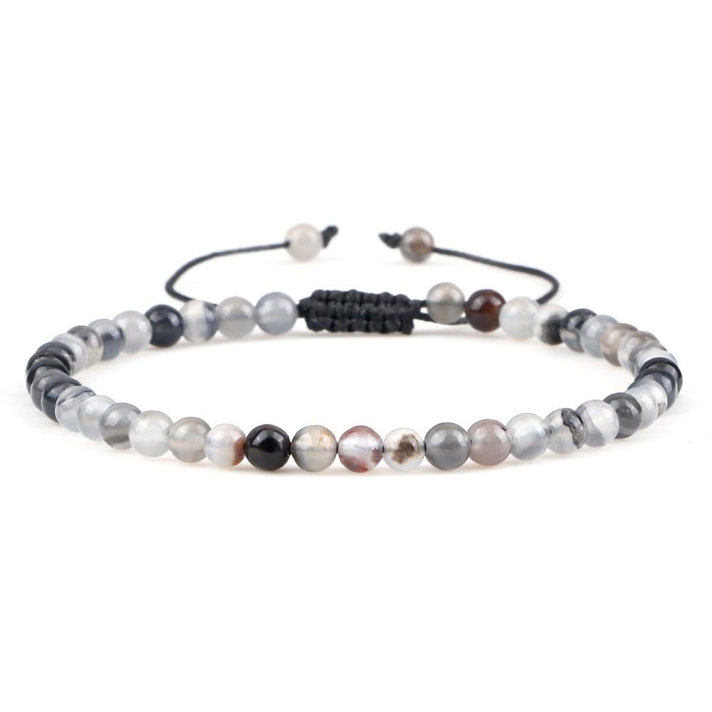 Adjustable 4mm Chakra Beads Bracelet Mini Natural Stone Agats Lava Tiger Eye Beaded Bracelets & Bangles Women Men Gift Jewelry
