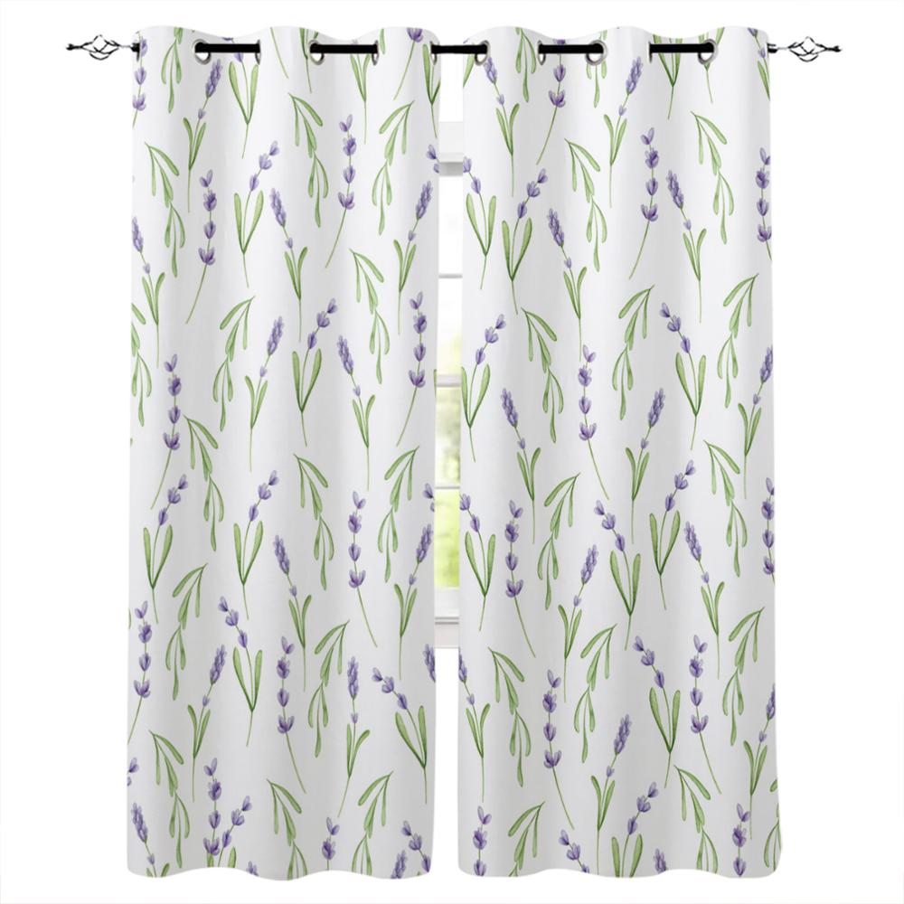 Растение Фиолетовый Лаванда Акварельная Живопись Оконные Шторы Спальня Кухня Декор Шторы — фото 15