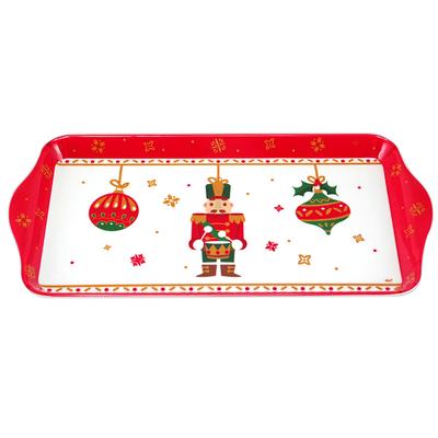 [A3337] - Melamínový podnos na tortu 'Luskáčik' červeno-biely - 30x15 cm