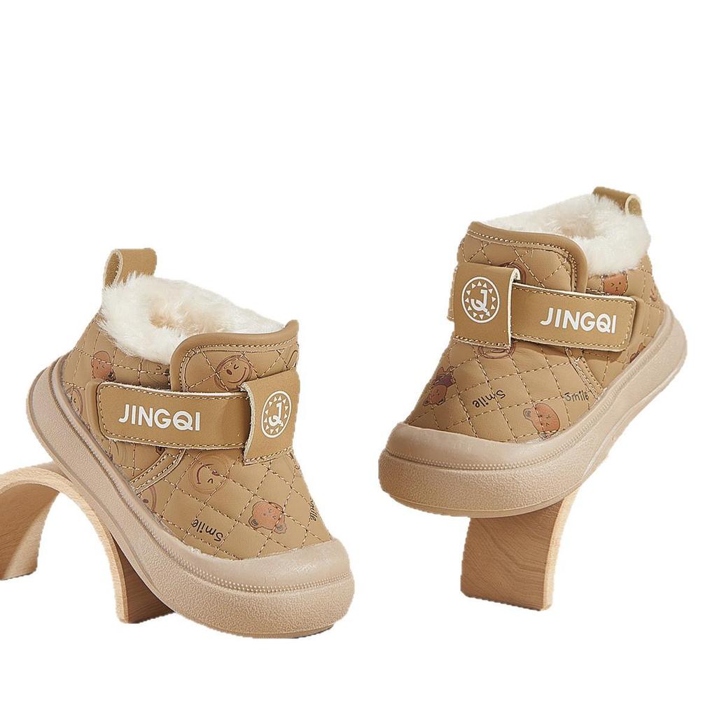 Jingqi Fleece-Lined Infant Cotton Shoes: Warm Winter First Walker for Boys & Girls, Low-Top, Ages 1+