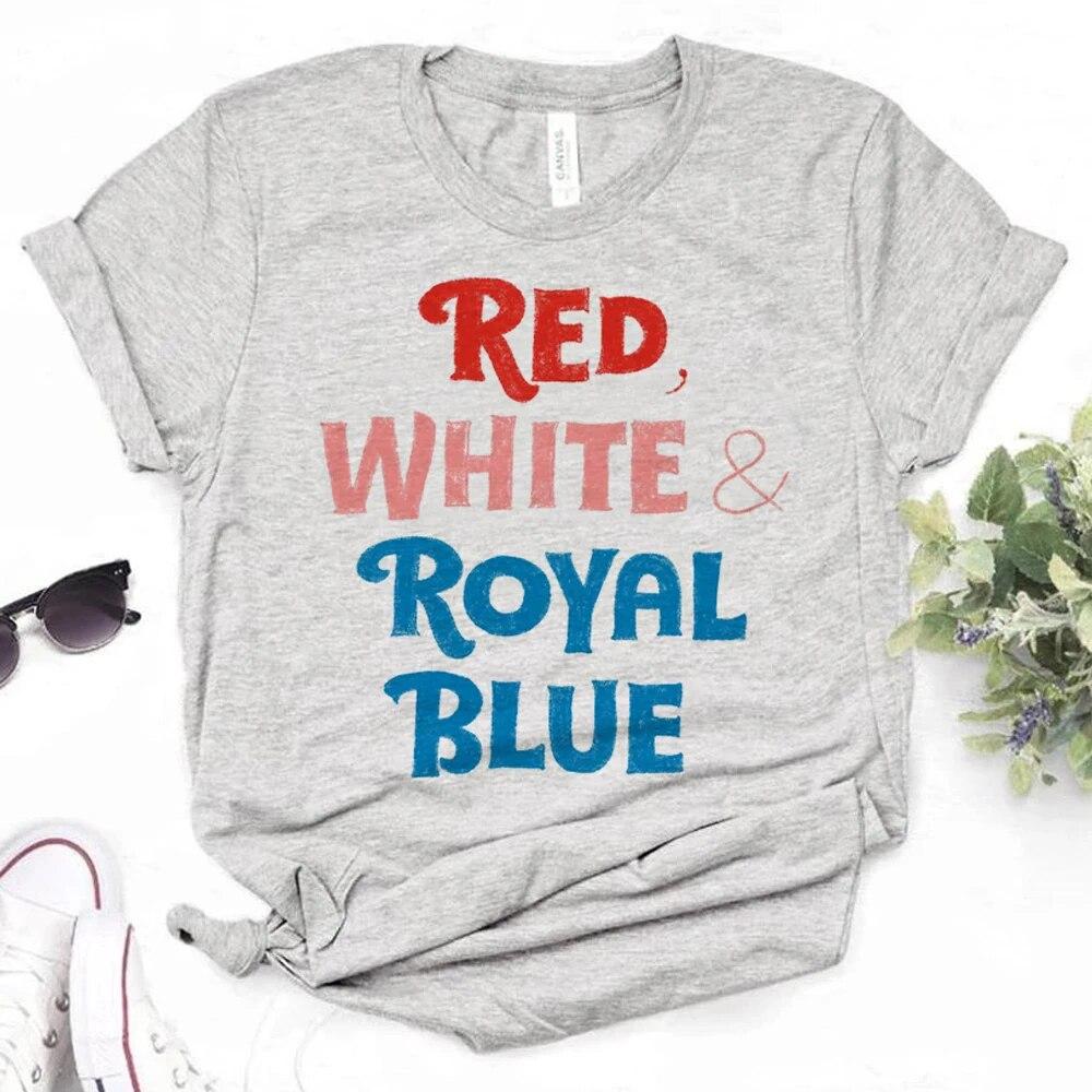 

Красные белые и королевские синие футболки женские летние топы женские графические японские одежды унисекс 4XL