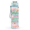 1PC Pink Pumpkin Spice Fall Print 750ml Color Plastic Sports Water Bottle Leakproof Flip Straw Lid Suitable for Sports Office Home Use