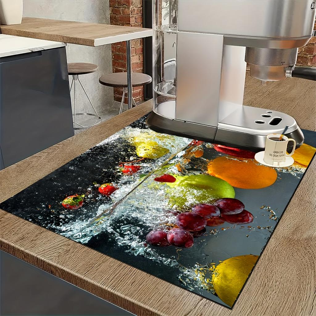 1Pcs Rubber Drying Mat With Fruit Flower Coaster For Coffee Shop Restaurant Kitchen Carpet Tableware Durable Diatom Mud Table Mat Pet Mat Coffeeware