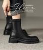 New Korean version women's Martin boots thick-soled non-slip medium heel large size women's boots square heel zipper round head autumn and winter boot