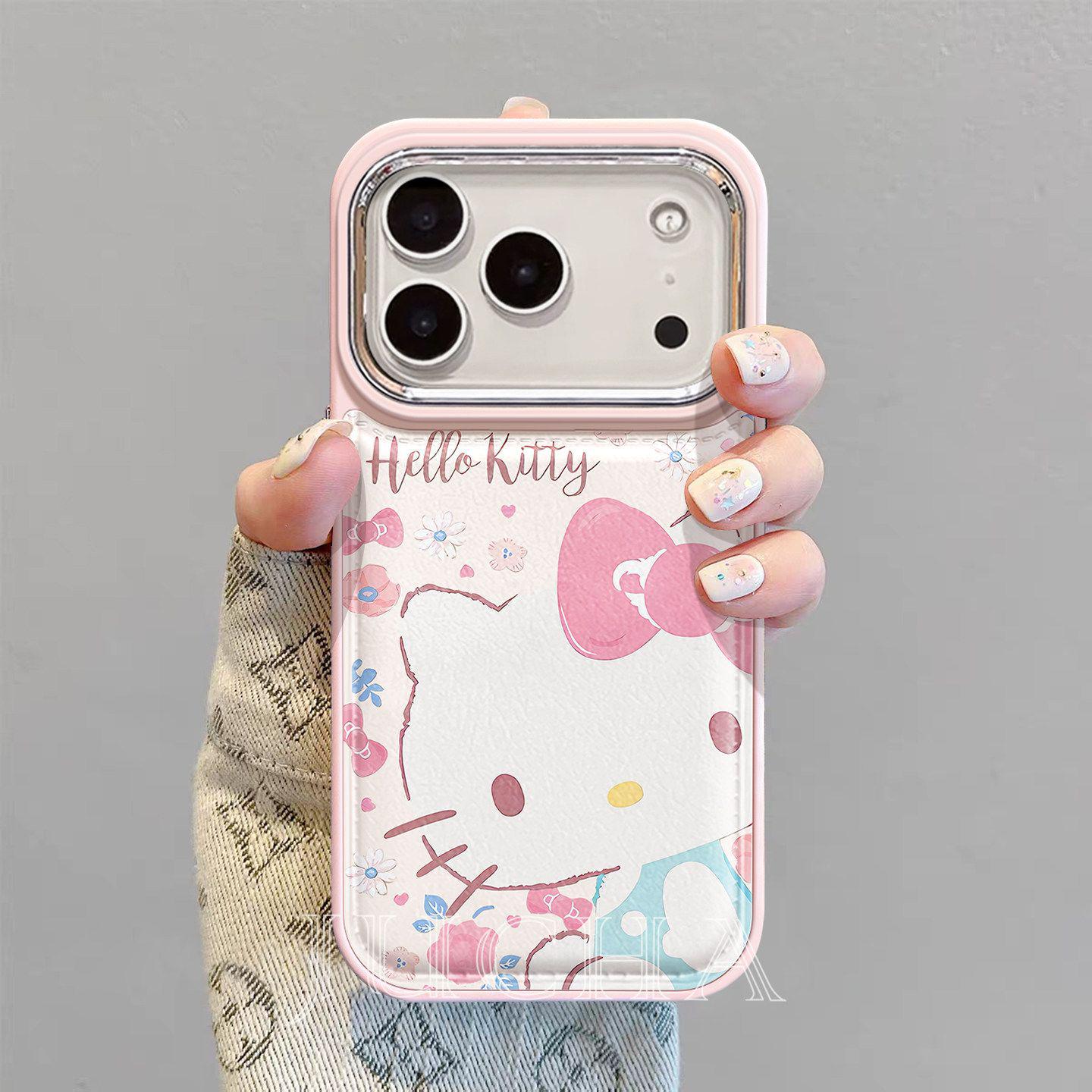 

iPhone 17 Pro Floral Kitty Case with Lanyard - Full Screen Design 15 Plus