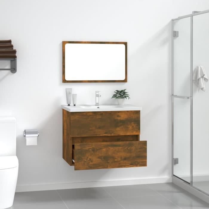 815735 vidaXL Bathroom Furniture Set 2 Pcs Smoked Oak