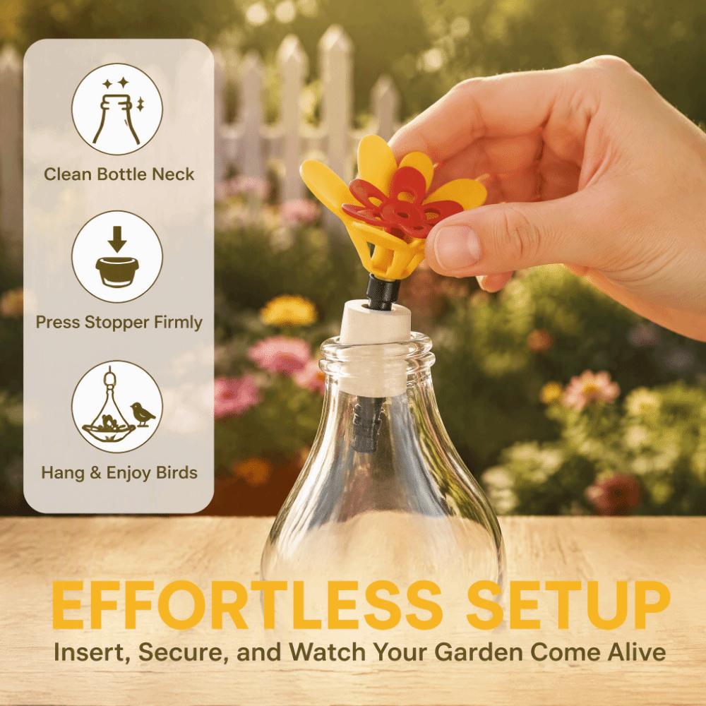 Safe Material Hummingbird Feeder Kit Single Flower Design Hummingbird Feeder Stand For Patio
