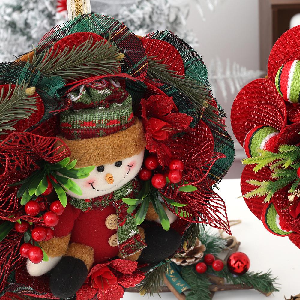Cross-border Christmas Snowman Wreath Ornament: Creative Holiday Hanging Decoration