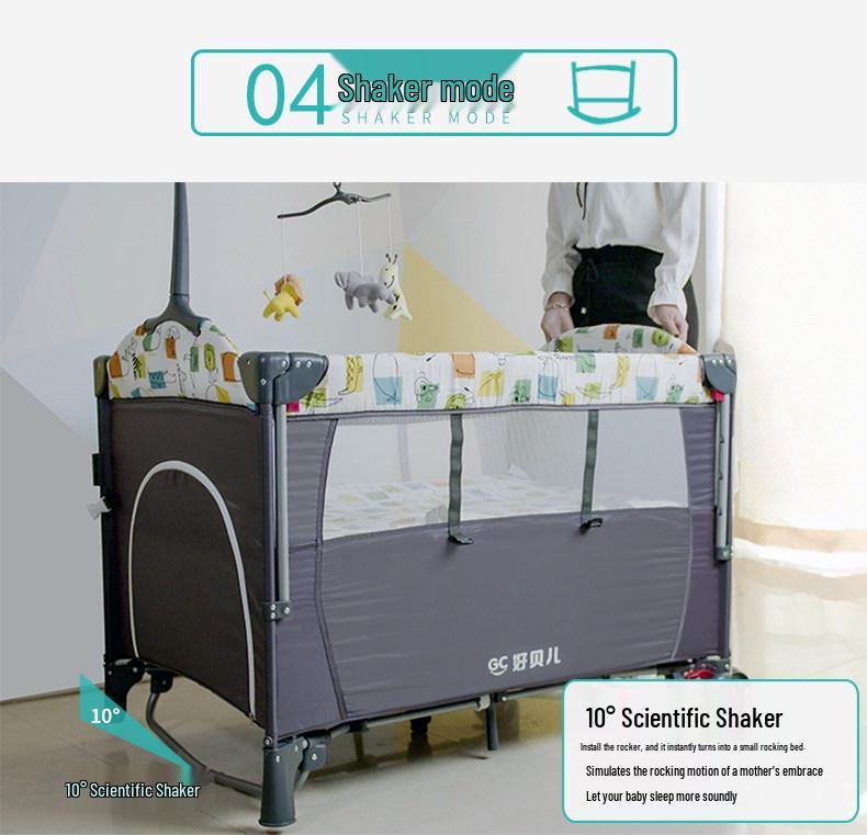 Portable Foldable Baby Bed and Rocker - Newborn Movable Splicing Bedside Crib