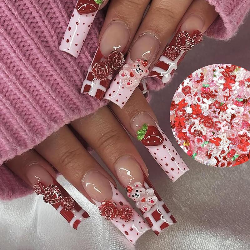 WTEMPO Mini 3D Resin Nail Art Decorations Mixed Flower/Bow/Heart/Rose/Moon/Star Designs Crafts Making Accessories DIY Decorations Supplies