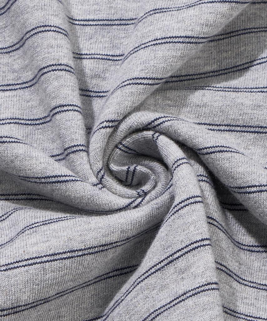 AGOD Contrast Denim Collar Stripe Half T-Shirt [Gray]