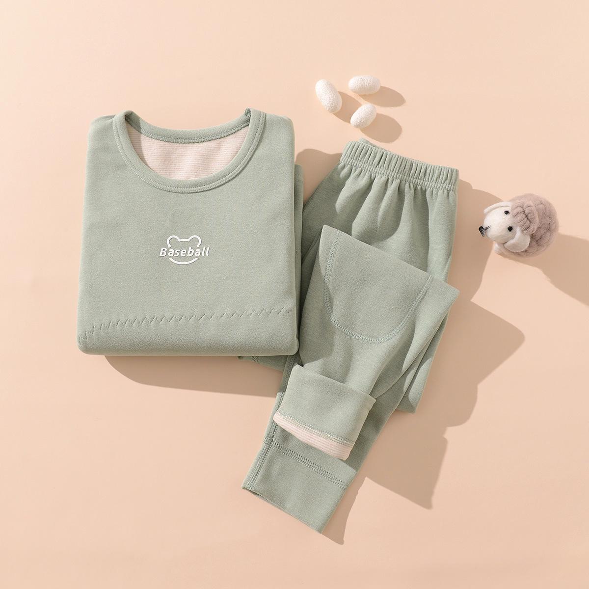 Kids  Three-Layer Thermal Underwear Set: Thickened Fleece Cashmere Silk for Boys and Girls - Autumn/Winter 100 cm
