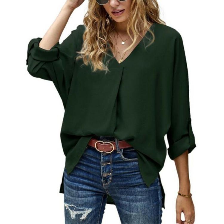 Buy Women Solid V-Neck Long Sleeve T 
